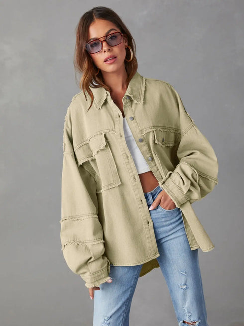 'Andrea' Lightweight Long Sleeve Denim Jacket - Celes Fashion
